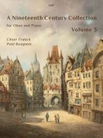 C487 A Nineteenth Century Collection for Oboe and Piano Volume 3 César Franck Paul Rougnon. The background picture is: "A painting depicting a European town square with cobblestone streets and historic buildings under a cloudy sky. In the foreground, several figures are walking and conversing in the square. In the background, a large fortified gatehouse with towers leads into the town, and a tall spire of a distant building is visible beyond.